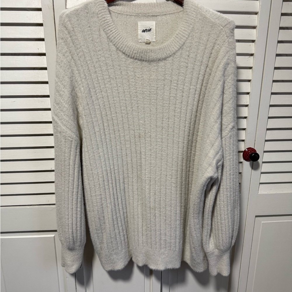 Aerie Cream Ribbed Sweater